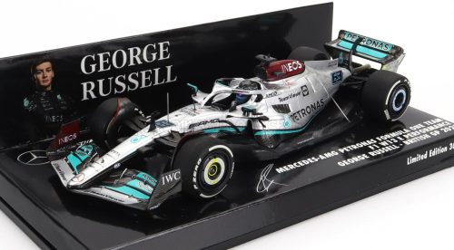 Minichamps - MERCEDES GP F1 W13E TEAM MERCEDES-AMG PETRONAS F1 N 63 SILVERSTONE BRITISH GP 2022 GEORGE RUSSEL SILVER GREEN