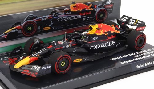 Minichamps - RED BULL F1  RB18 TEAM ORACLE RED BULL RACING N 1 WORLD CHAMPION WINNER HUNGARIAN GP 2022 MAX VERSTAPPEN MATT BLUE YELLOW RED