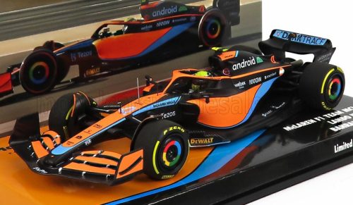 Minichamps - McLAREN F1  MCL36 MERCEDES TEAM MCLAREN N 4 BAHRAIN GP 2022 LANDO NORRIS ORANGE LIGHT BLUE