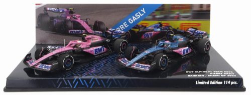 Minichamps - RENAULT SET 2X F1  A523 TEAM BWT ALPINE N 10 9th BAHRAIN GP 2023 + N 10 8th MIAMI GP 2023 PIERRE GASLY BLUE BLACK PINK