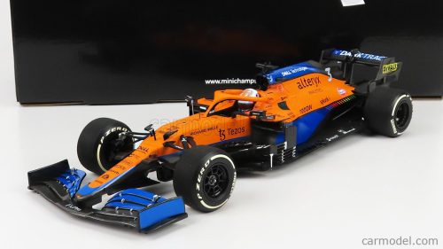 Minichamps - Mclaren F1 Mcl35L Mercedes M12 Eq Power+ Team Mclaren N 3 Winner Italy Gp 2021 Daniel Ricciardo Orange Light Blue