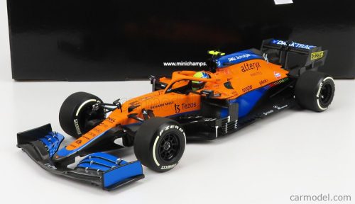 Minichamps - Mclaren F1 Mcl35L Mercedes M12 Eq Power+ Team Mclaren N 4 2Nd Italy Gp 2021 Lando Norris Orange Light Blue