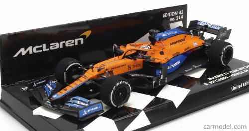 Minichamps - Mclaren F1  Mcl35L Mercedes M12 Eq Power+ Team Mclaren N 3 French Gp 2021 Daniel Ricciardo Orange Light Blue