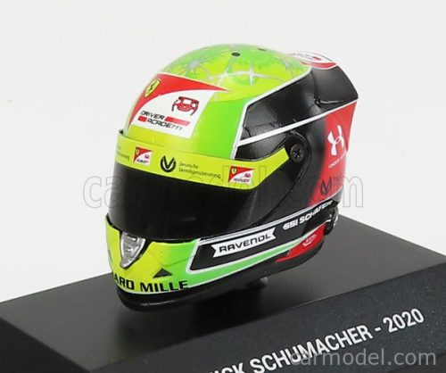 Mini Helmet - Schuberth Helmet F2 Keyring Helmet Dallara Team Prema Racing N 20 Season Mick Schumacher 2020 F2 World Champion Yellow Green Red Black