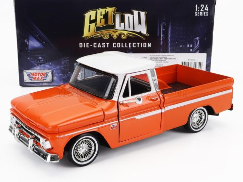 Motor-Max - CHEVROLET CHEVY C-10 FLEETSIDE PICK-UP CUSTOM 1966 ORANGE MET WHITE