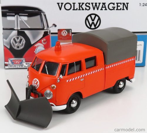 Motor-Max - Volkswagen T1 Pick-Up Double Cabine Spazzaneve - Snowplow 1962 Orange