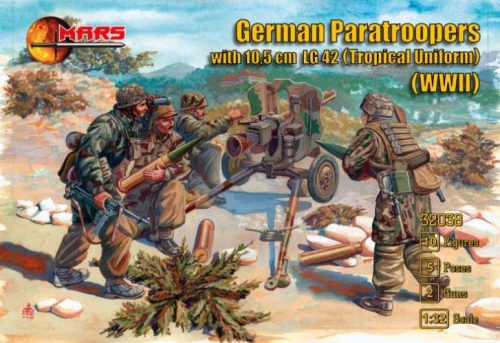 Mars Figures - German Paratroopers with 10.5cm LG42 (Tropical Uniform) WWII