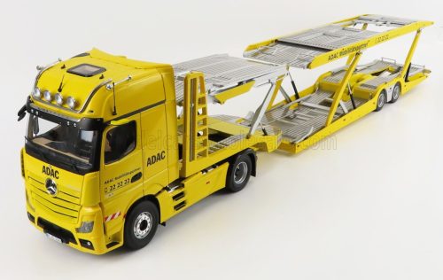 NZG - MERCEDES BENZ ACTROS 2 1863 GIGASPACE 4x2 MIRRORCAM TRUCK ADAC CAR TRANSPORTER 2018 YELLOW BLACK