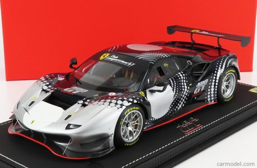 Bbr-Models - Ferrari 488 Gt Modificata Club Competizioni Gt 2020 - Con Vetrina - With Showcase Blu Nart - Blue Silver