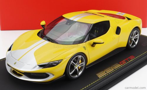 Bbr-Models - Ferrari 296 Gtb Assetto Fiorano 2022 - Con Vetrina - With Showcase Giallo Modena - Yellow Silver