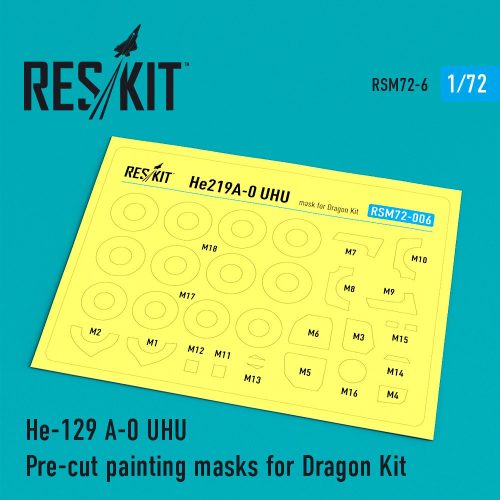 Reskit - He-129 A-0 "UHU" Pre-cut painting masks for Dragon kit (1/72)