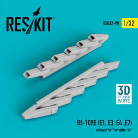 Reskit - Bf-109E (E1,E3,E4,E7) exhaust for Trumpeter kit (3D Printed) (1/32)