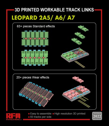 Rye Field Model - Leopard 2 A5 /A6 /A7 workable tracks (3D printed)