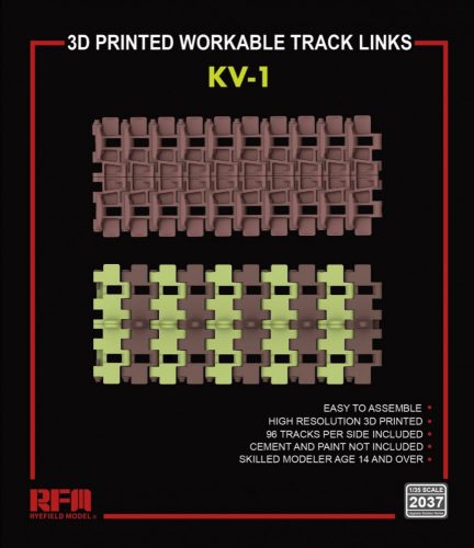 Rye Field Model - 3D printed  Workable track links for KV-1