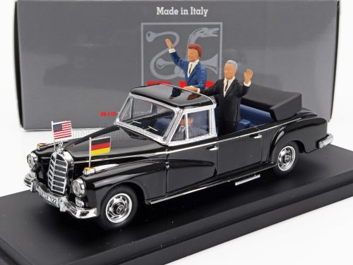 Rio-Models - MERCEDES BENZ 300D (W189) CABRIOLET OPEN 1963 WITH KONRAD ADENAUER AND JOHN FITZGERALD KENNEDY FIGURES BLACK