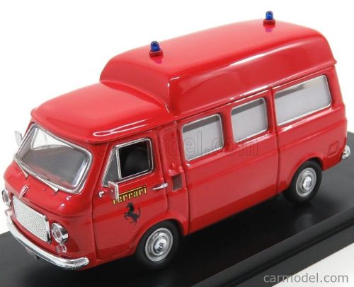 Riomodels - Fiat 238 Minibus Tetto Alto 1965 Ambulanza Vigili Del Fuoco Pista Fiorano 1970 Red