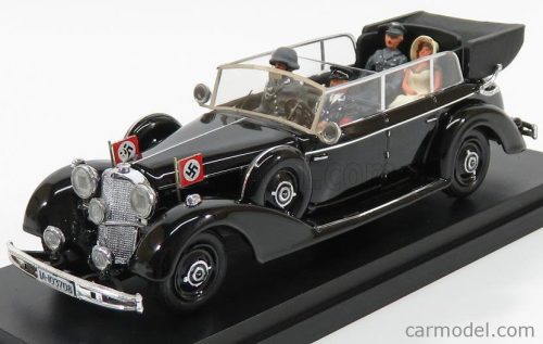 Riomodels - Mercedes Benz 770K Cabriolet With Adolf Hitler - Eva Braun - Ss Military - Graduated Driver - 1942 - Exclusive Carmodel Military Black