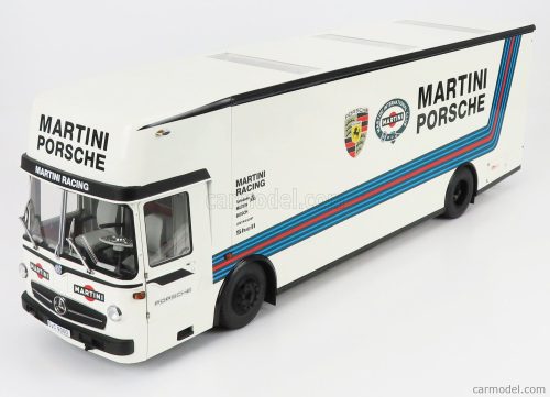 Schuco - Mercedes Benz O317 Truck Car Transporter Porsche Martini Racing 1968 White Blue