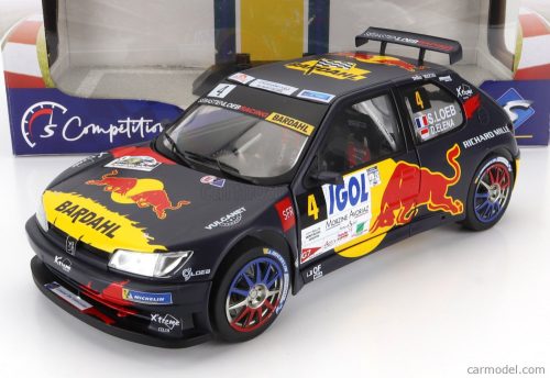 Solido - Peugeot 306 Maxi Red Bull N 4 6Th Rally Mont Blanc 2021 S.Loeb - D.Elena Blue Yellow Red