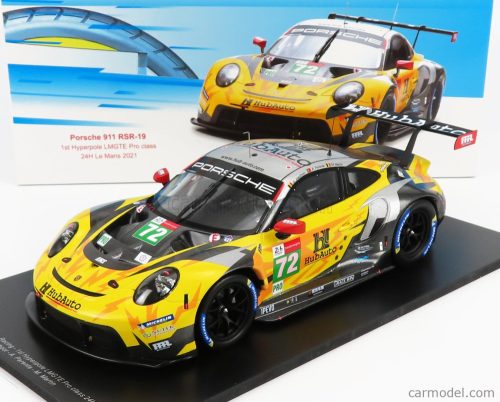 Spark-Model - Porsche 911 991-2 4.2L Rsr-19 Team Hubauto Racing N 72 24H Le Mans 2021 M.Martin - A.Parente - D.Vanthoor Yellow Grey