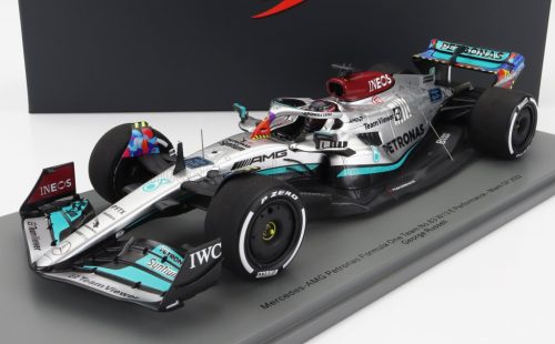 Spark - MERCEDES GP F1 W13E TEAM MERCEDES-AMG PETRONAS F1 N 63 MIAMI GP 2022 GEORGE RUSSEL - CON VETRINA - WITH SHOWCASE - SPECIAL BOX SILVER GREEN