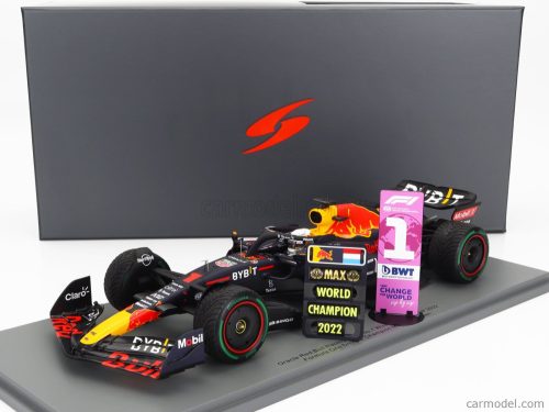 Spark-Model - Red Bull F1  Rb18 Team Oracle Red Bull Racing N 1 Winner Japan Gp With Pit Board World Champion 2022 Max Verstappen Matt Blue Yellow Red