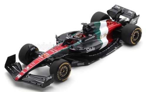 Spark - ALFA ROMEO F1  C43 TEAM STAKE N 77 MONZA ITALY GP 2023 VALTTERI BOTTAS BLACK RED WHITE GREEN