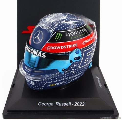 Spark-Model - Bell Helmet F1 Casco Helmet Mercedes Gp W13E Team Mercedes-Amg Petronas F1 N 63 Japan Gp 2022 George Russel Blue Red