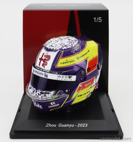 Sparkmodel - Bell Helmet F1  Casco Helmet Alfa Romeo C43 Team Stake N 24 Season 2023 Guanyu Zhou Yellow Bordeaux