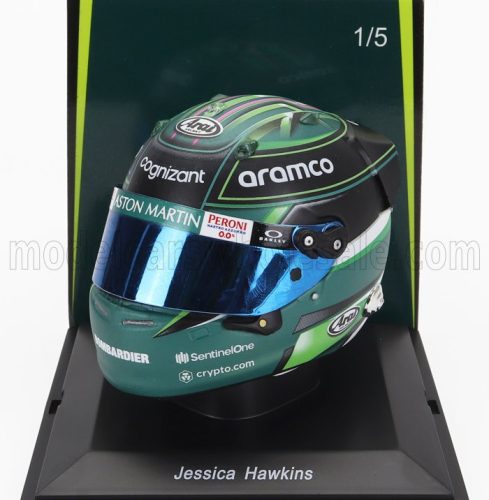 Spark - BELL HELMET F1  CASCO HELMET ASTON MARTIN AMR23 TEAM ARAMCO COGNIZANT N 0 F1 TEST 2023 JESSICA HAWKINS GREEN