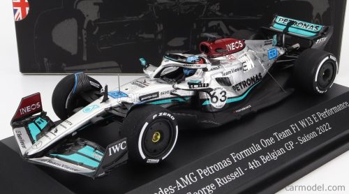 Spark-Model - Mercedes Gp F1 W13E Team Mercedes-Amg Petronas F1 N 63 4Th Belgium Gp 2022 George Russel Silver Green