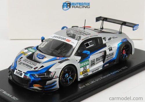 Spark-Model - Audi R8 Lms Gt3 Team Tece Rutronik Racing N 33 Adac Gt Masters Oschersleben 2021 D.Marschall - K.L.Schramm Silver Blue Fluo