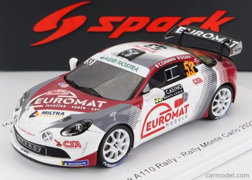 Spark-Model - Renault Alpine A110 Rally N 53 Rally Montecarlo 2022 C.Casanova D.Corvi White Red