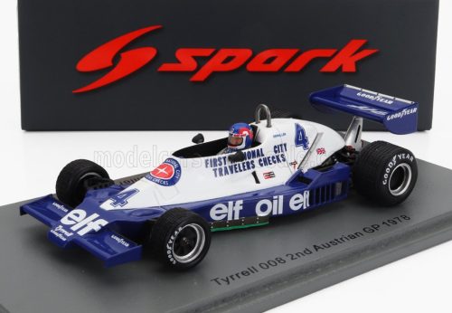 Spark - TYRRELL F1  008 N 4 2nd AUSTRIAN GP 1978 P.DEPAILLER BLUE WHITE