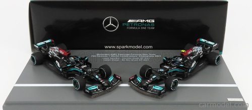 Spark-Model - Mercedes Gp Set F1 2X W12 Mercedes M12 Eq Power+ Team Amg Petronas Motorsport Formula One N 44 + N 77 Abu Dhabi Gp 2021 Lewis Hamilton - Valtteri Bottas - 8 Times World Champion Constructeur Black Green