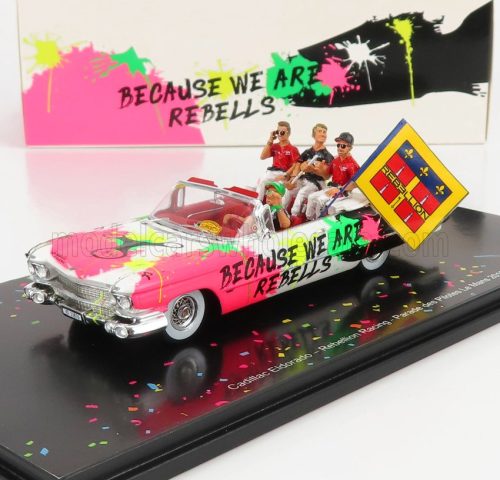 Spark - CADILLAC ELDORADO BIARRITZ CABRIOLET 1959 - PARADE DES PILOTES TEAM REBELLION RACING 24h LE MANS 2019 T.LAURENT - G.MENEZES - N.BERTHON WHITE PINK BLACK