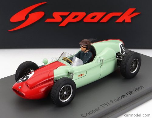 Spark-Model - Cooper F1 T51 N 48 France Gp 1960 B.Halford Red Light Green