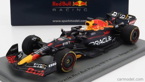 Spark-Model - Red Bull F1 Rb18 Team Oracle Red Bull Racing N 1 Winner Belgium Gp World Champion 2022 Max Verstappen Matt Blue Yellow Red