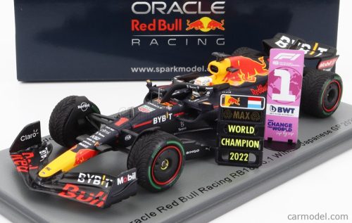 Spark-Model - Red Bull F1 Rb18 Team Oracle Red Bull Racing N 1 Winner Japan Gp With Pit Board World Champion 2022 Max Verstappen Matt Blue Yellow Red