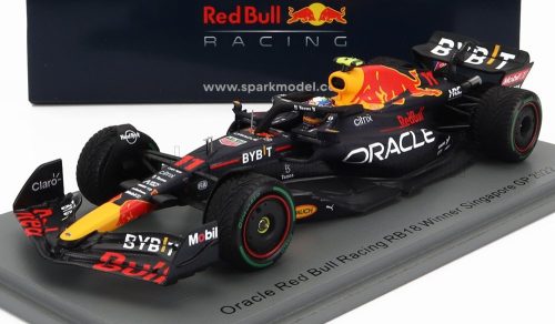 Spark - RED BULL F1  RB18 TEAM ORACLE RED BULL RACING N 11 WINNER SINGAPORE GP 2022 SERGIO PEREZ MATT BLUE YELLOW RED