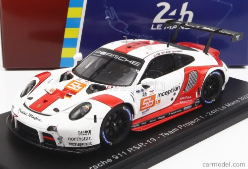 Spark-Model - Porsche 911 991 Rsr-19 4.2L Team Project-1 N 56 24H Le Mans 2022 B.Iribe - O.Millroy - B.Barnicoat White Red