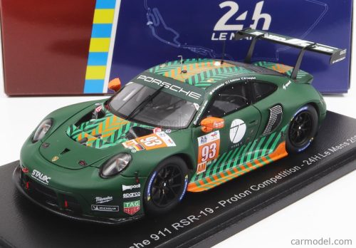 Spark-Model - Porsche 911 991 Rsr-19 4.2L Team Proton Competition N 93 24H Le Mans 2022 M.Fassbender - M.Campbell - Z.Robichon Green Black