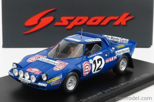 Spark-Model - Lancia Stratos Hf N 12 3Rd Rally Montecarlo 1976 B.Darniche - A.Mahe Blue