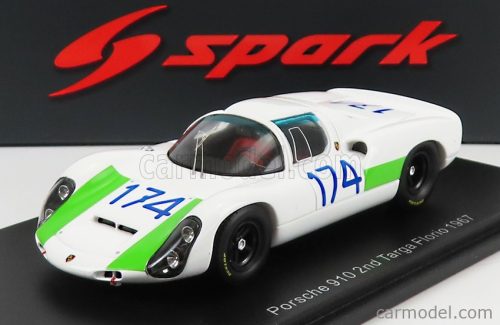 Spark-Model - Porsche 910 N 174 2Nd Targa Florio 1967 L.Cella - G.Biscaldi White Green