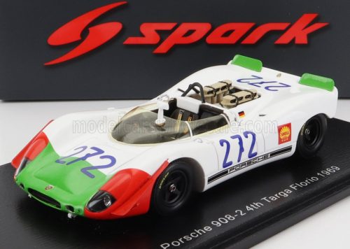 Spark - PORSCHE 908-2 SPIDER N 272 4th TARGA FLORIO 1969 W.KAUSHEN - K.VON WENDT WHITE GREEN RED