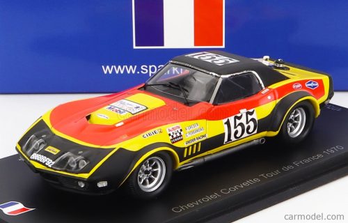 Spark-Model - Chevrolet Corvette C3 N 155 Tour De France 1970 H.Greder - J.C.Perramond Red Yellow Black