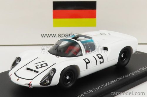 Spark-Model - Porsche 910 N 19 2Nd 1000Km Nurburgring 1967 P.Hawkins - G.Koch White