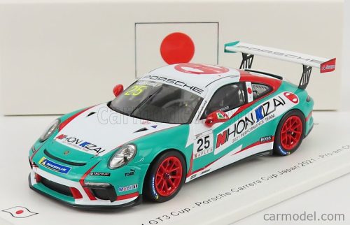 Spark-Model - Porsche 911 991 Gt3 Cup N 25 Porsche Carrera Cup Japan Pro-Am Champion 2021 Kiyoshi Uchiyama Light Blue White