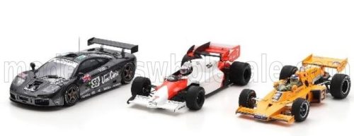 Spark - McLAREN SET 3X F1  MP4/2 N 7 WINNER MONACO GP 1984 ALAIN PROST - F1 GTR BMW V12 TEAM KOKUSAI KAIHATSU RACING N 59 WINNER 24h LE MANS 1995 Y.DALMAS - M.SEKIYA - J.J.LEHTO - M16C N 3 WINNER INDY 500 INDIANAPOLIS 1974 JOHNNY RUTHERFORD VARIOUS