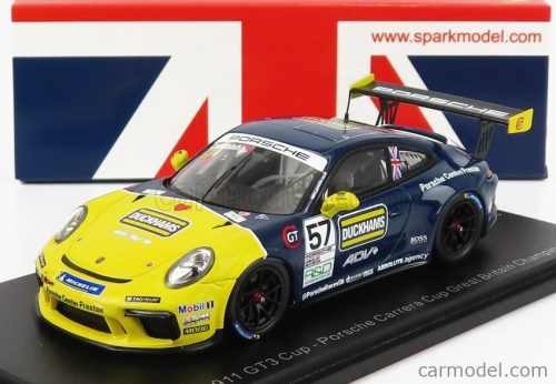 Spark-Model - Porsche 911 991 Gt3 Cup N 25 Porsche Carrera Cup England Champion 2021 Dan Cammish Black Yellow